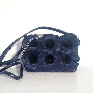 Kate Spade Madison Embroidered Saffiano Willow Mini Flap Crossbody, Blue Navy